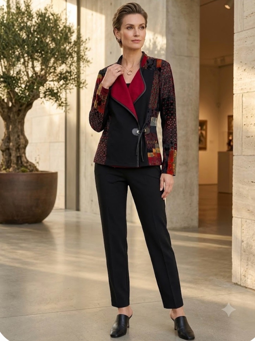 Dolcezza Art Mixed Media Patchwork Print Jacket